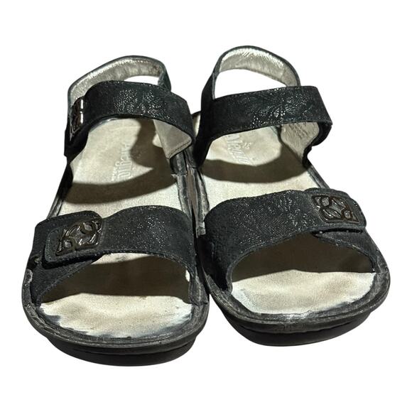 Alegria By PG Lite VIE-676 Black Leather Comfort Sandals Women's US 8 Strap - Picture 2 of 8